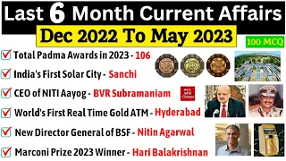 Last 6 Month Current Affairs 2023 | Most Important Questions | Last Six Month Current Affairs 2023