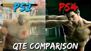 YAKUZA 2 VS KIWAMI 2 QTE & FEEL THE HEAT & DYNAMIC INTRO COMPARISON