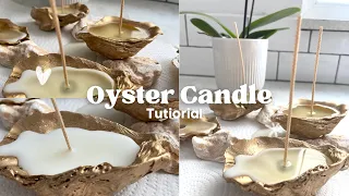 DIY seashell candles | Golden Oyster Shell Candles | up-cycled candles