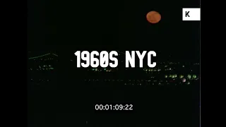 1960s New York, Skyline at Night, Full Moon, Timelapse, 35mm