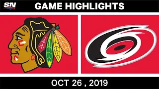 NHL Highlights | Blackhawks vs Hurricanes – Oct. 26, 2019