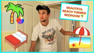 BEAUTIFUL SURPRISE BEACH THEMED BEDROOM REVEAL 🌴Epic makeover 🛏