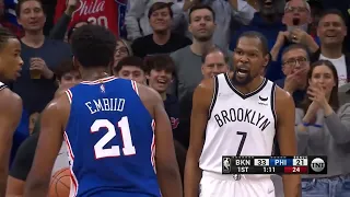 Kevin Durant and Joel Embiid go at each other and talk trash!