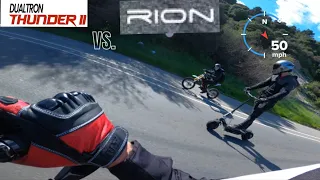 Dualtron Thunder 2 gets SMOKED by Rion Thrust & Custom Electric DirtBike!