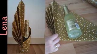 𝗞𝗿𝗲𝗮𝘁𝗶v𝗲 𝗧𝗶𝗽𝗽𝘀 v𝗼𝗻 𝗟𝗲𝗻𝗮🍾 Flasche verpacken als Geschenk 🎁Fan Bottle Wrapping 🍾как  упаковать бутылку