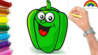 How to draw a capsicum | vegetables drawing for kids | Easy Art for toddlers |painting | draw |color