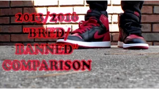 AIR JORDAN 1 BRED 2013 vs BANNED/BRED 2016 Comparison On Feet