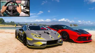 Lamborghini Huracán Super Trofeo Evo & Ferrari 488 Challenge | FH5   Steering Wheel Gameplay