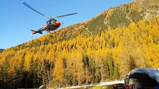 Chamonix Mont Blanc helicopter take off and landing 4k 2160p