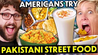 Americans Try Pakistani Food For The First Time! (Halwa Puri, Saffron Lassi, Zarda) | People vs Food