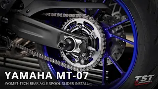 How to install Rear Axle Spool Sliders on a 2021+ Yamaha MT-07 by TST Industries