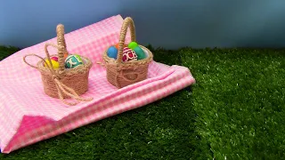 DIY миниатюры мини-кукла-пасхальные яйца с корзиной за 5 минут
