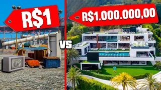 CASA DE R$1 vs CASA DE R$1.000.000,00 no GTA 5