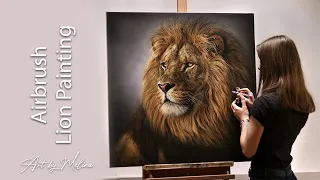Lion Wildlife Painting - Realistic Airbrushwork!