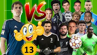 football comparison: casillas vs legends (buffon/kahn/neuer/alisson/courtois...)