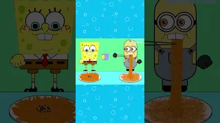 Spongebob ft Minion Mukbang #shorts #funnyanimation