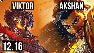 VIKTOR vs AKSHAN (MID) | 7/1/8, 1000+ games, Dominating | KR Master | 12.16