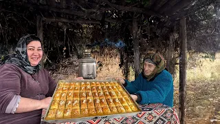 Making Traditional Turkish Baklava with Grandma Roza! Rural Life Azerbaijan