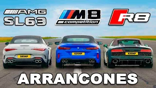 AMG SL 63 vs BMW M8 vs Audi R8: ARRANCONES