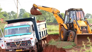 JCB Backhoe Loading Mud in Truck || For Home Construction And Making A Farm