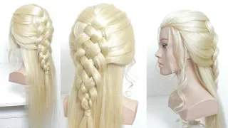 Easy Hairstyle For Long Hair With 5 Strand Braid.