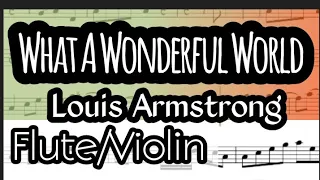 What A Wonderful World Flute or Violin Sheet Music Backing Track Play Along Partitura