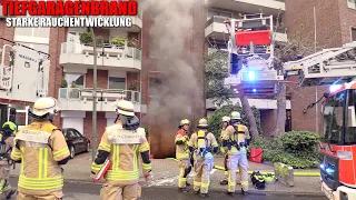 [AUSGEDEHNTER TIEFGARAGENBRAND!] - Auto & mehrere Roller in Vollbrand ~ Starke Rauchentwicklung -