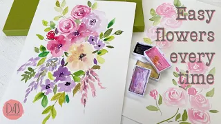 How to Paint Beautiful Floral Bouquets Every Time - Beginner Friendly Watercolor Flower Painting