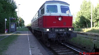 [HD] Trainspotting , Zugverkehr in der Uckermark mit Horn , Ludmilla Br 232