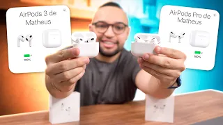 AIRPODS 3 vs AIRPODS PRO | qual é MELHOR pra você? COMPARATIVO!