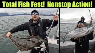 Total Fish Fest! Nonstop Action! Alaskan Halibut & King Salmon Fishing! Juneau, Alaska! JULY 2022