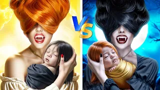 One Colored Makeover Challenge! Vampire Day vs Vampire Night!