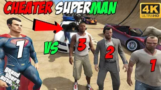 Superman Cheated to WIN the Race with Franklin Michael & Trevor | 1 Vs 3 | 4K UHD | GTA 5 | PC game