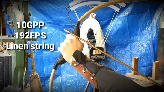 Primitive Bamboo Bow Testing- High Performance LINEN Bowstring - 100% Natural