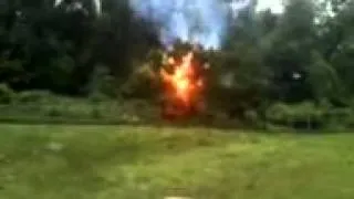 Massive Backyard Explosion From Power Line Video