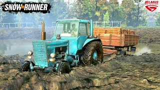 SnowRunner - MTZ-80 Old Tractor Stuck In The Mud