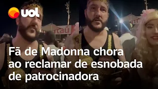 Fã de Madonna chora ao reclamar de esnobada e mostra peça criada por ele que foi usada pela cantora