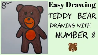 How to draw Teddy bear with 8| drawing tutorial #shorts #viral #bhalu #bear @syarthub