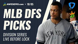 MLB DFS PICKS: DRAFTKINGS + FANDUEL MONDAY 10/5 LIVE BEFORE LOCK