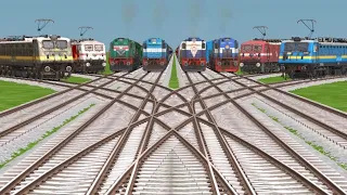 8️⃣ TRAINS CROSSING ON BUMPY BRANCHED RISKY RAILROAD TRICKS || train sim world4 ||#train