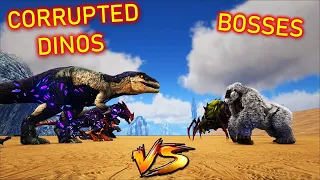 All Corrupted Dinosaurs VS Broodmother and Megapithecus Boss | Ark Battles | Thyrulous