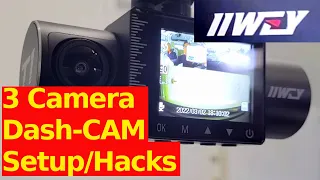 iiwey 3 Channel Camera Dash Cam Setup and Hack Installation, Rear View Camera Installation Hack.