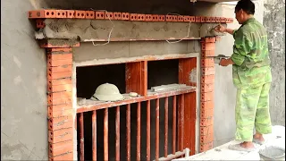 Construction Technique Of Finishing Window Frames By Attaching Bricks And Mortar To Concrete Walls