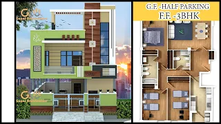 27'-0"x44'-0" 3D Modern Home Design | 3BHK Latest House | Gopal Architecture