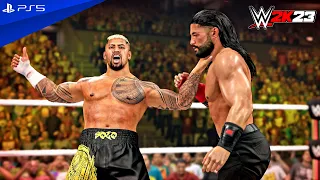 WWE 2K23 - Roman Reigns vs. Jimmy & Jey Uso vs. Solo Sikoa - Fatal 4 Way TLC Match | PS5™ [4K60]