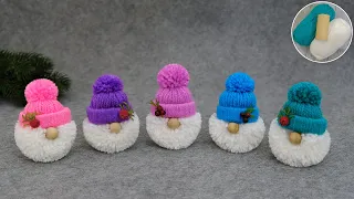 Wonderful gnomes in hats made of yarn and toilet paper roll 🎄 Decor and gifts easy and fast ❄️