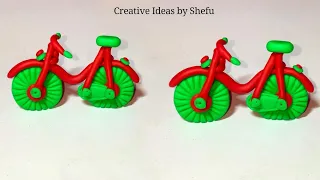 DIY how to miniature bicycle with polymer clay || mini bicycle making || handmade clay bicycle