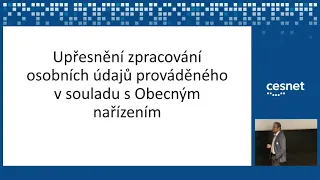 Zákon o zpracování osobních údajů: Stručné shrnutí (Jakub Míšek, Masarykova Univerzita)