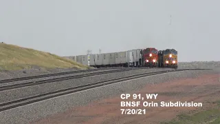 Intermodal and Coal Train Race Through Wyoming's Powder River Basin