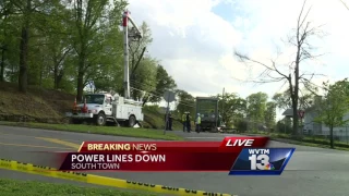 Truck knocks down power lines in Birmingham